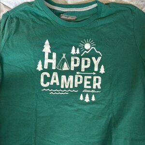 Eddie Bauer Green Graphic Boys Tee Happy Camper Design